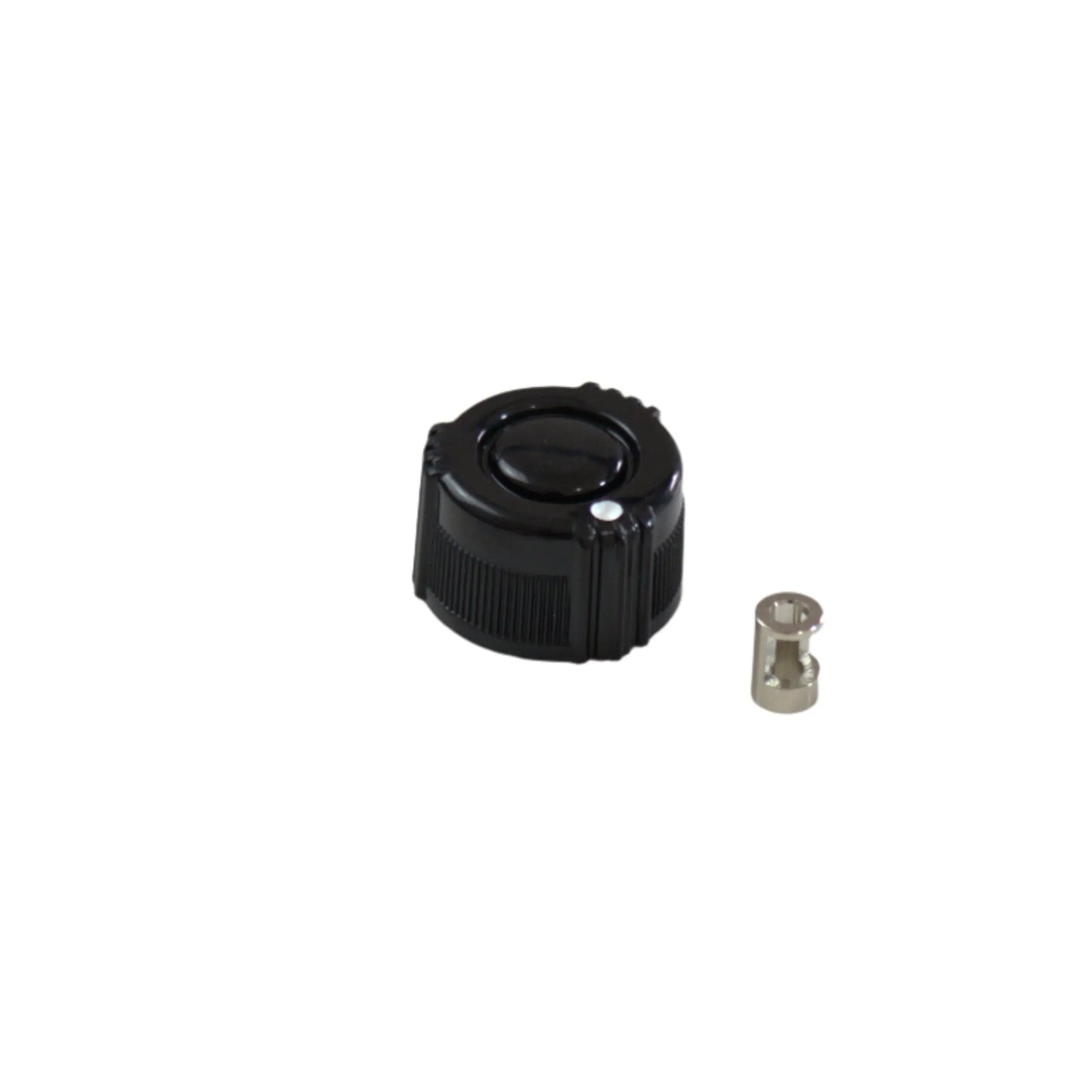 Sovtek Green Russian Big Muff black knob and insert for guitar pedal on white background