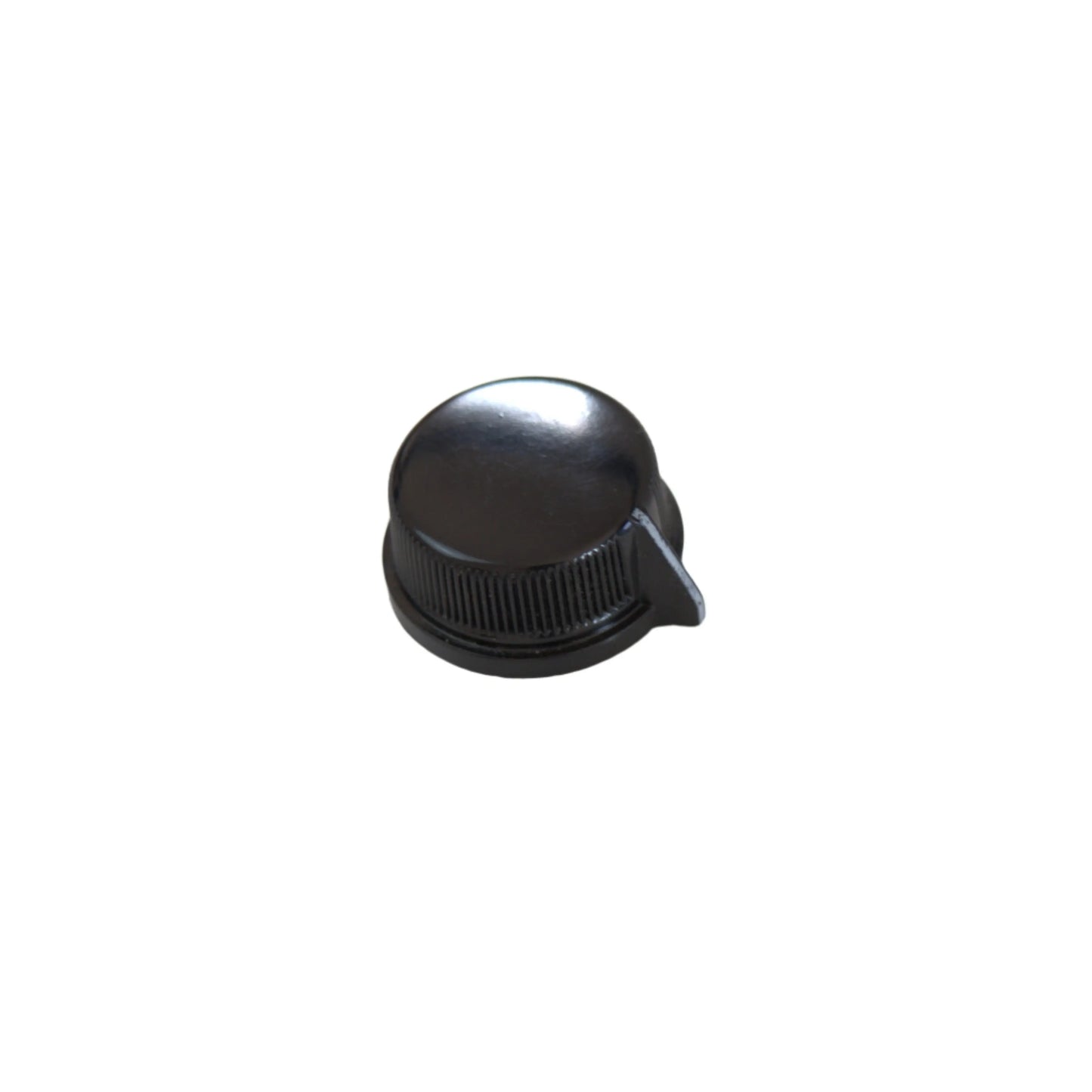 Black guitar amp knob with ridged grip on white background, TGP-Guitars premium part