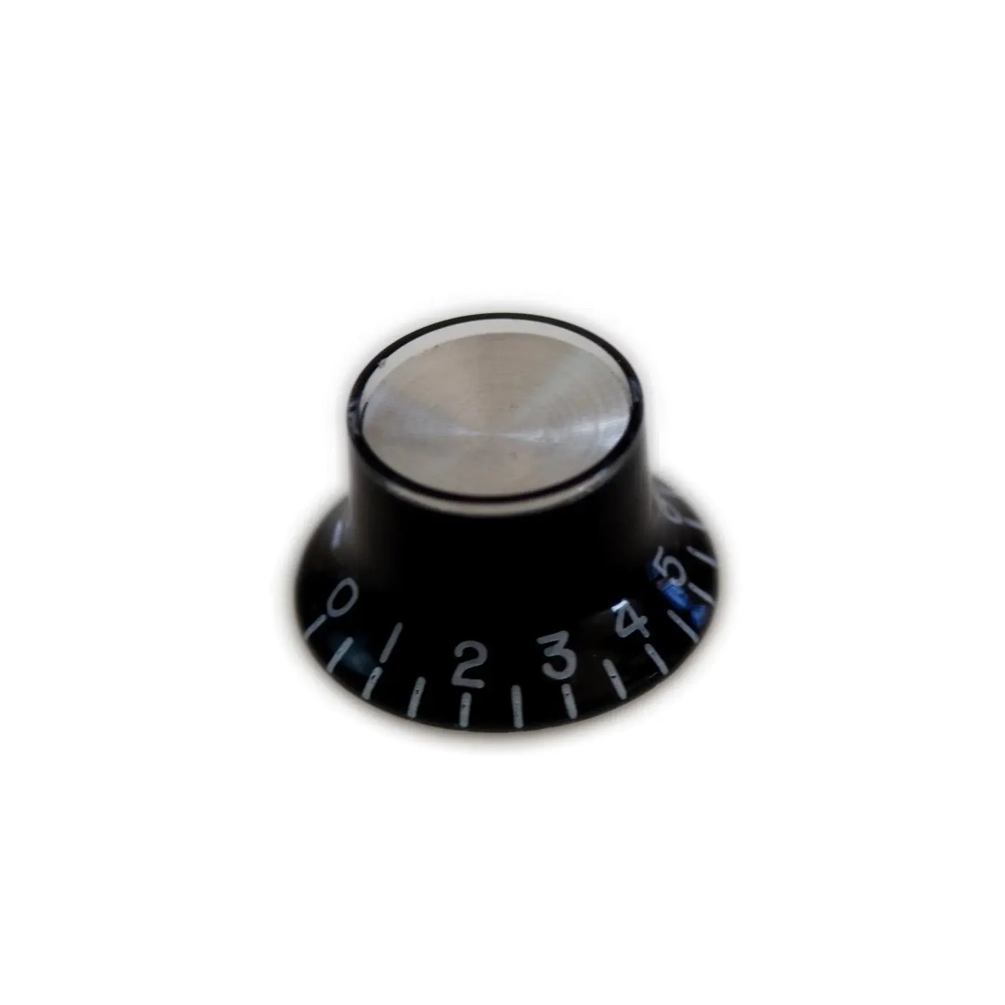 Maestro Fuzz-Tone FZ-1 style black guitar effect pedal knob, numbered, on white background