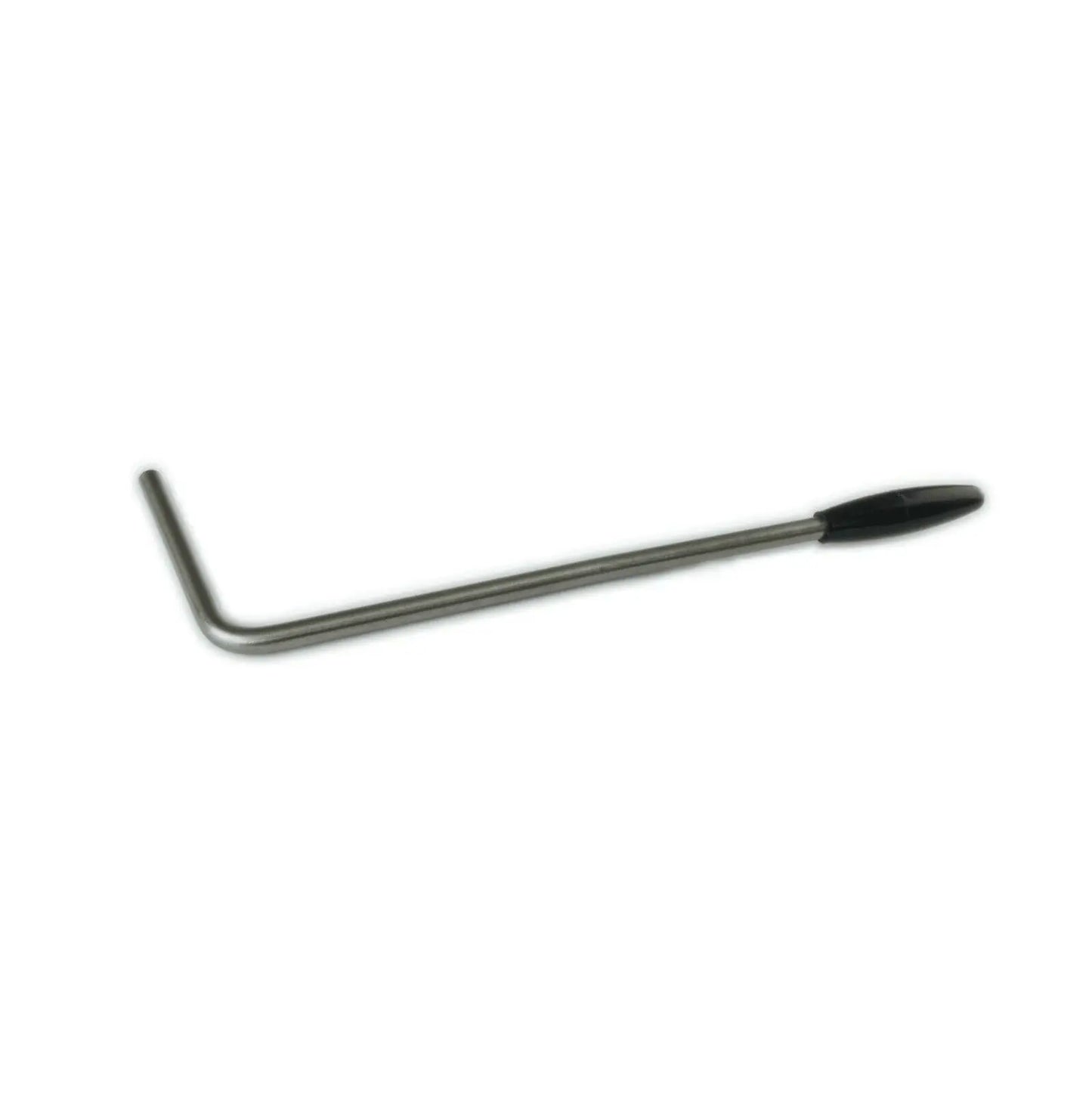 PRS tremolo arm replacement part for electric guitar, metal bar with black tip on white background