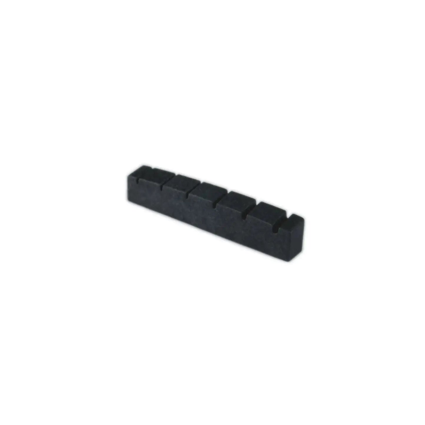 Black guitar nut with six string slots, guitar parts by TGP-Guitars on white background