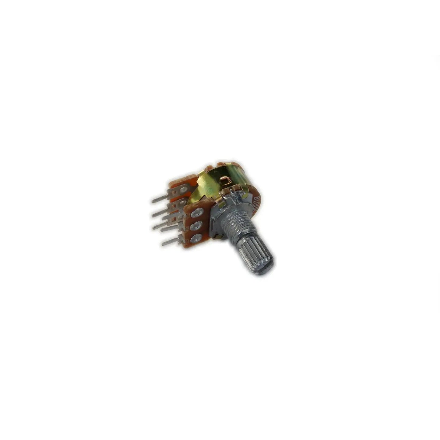 Guitar potentiometer component for electric guitars and basses on white background