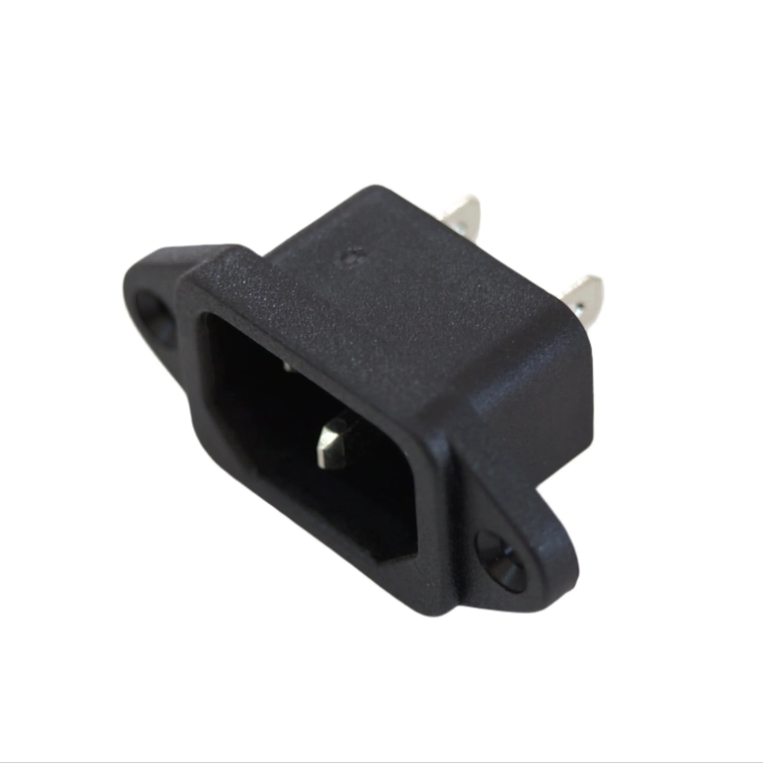 Black IEC power socket for guitar amps, premium part from TGP-Guitars on white background