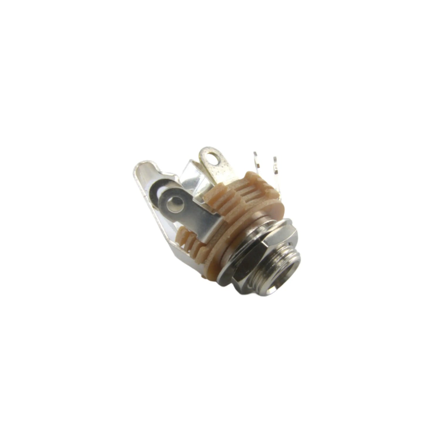 Guitar output jack metal part for electric guitars from TGP-Guitars on white background