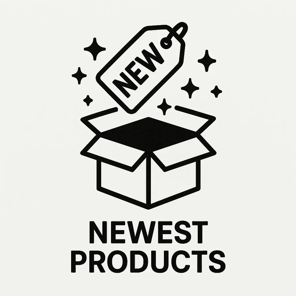 Open box with a new tag and sparkles, labeled 'Newest Products' for TGP-Guitars.